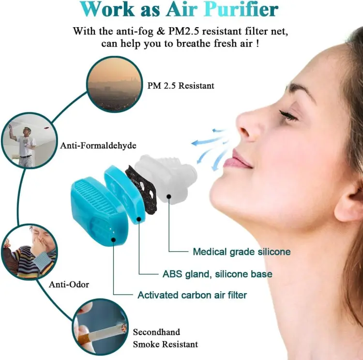 Anti Snoring And Air Purifier Silicone Snore Nose Clip Vents